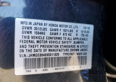 2009 Honda Fit Sport из США, поврежденный, VIN JHMGE88469S011025